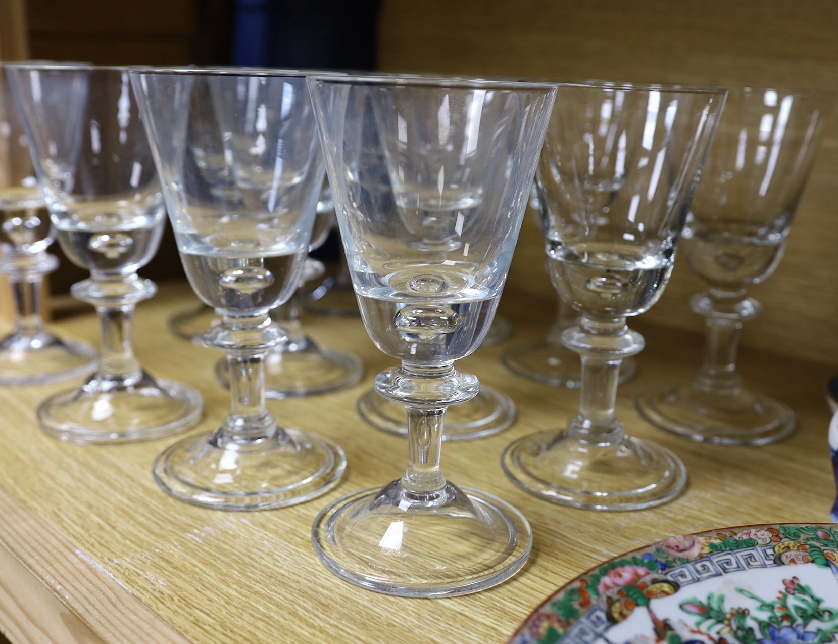 Set of twelve 1970’s Norwegian Hadeland wine goblets. 17.5cm tall